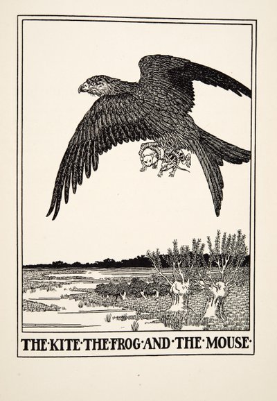 Der Drachen, der Frosch und die Maus, aus Hundert Fabeln von Äsop, veröffentlicht 1903 von Percy J. Billingshurst
