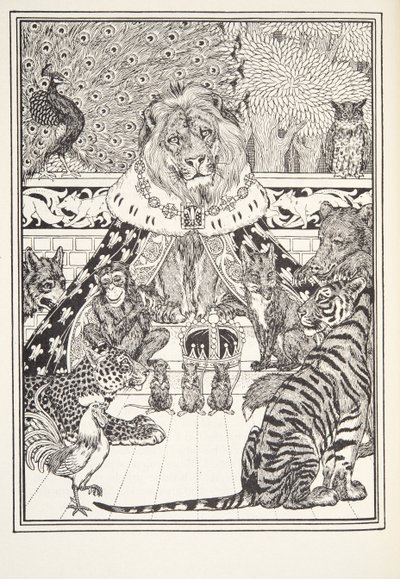 Der Löwe und seine Gefährten, Frontispiz, aus Fontaine Fables, veröffentlicht 1905 von Percy J. Billingshurst