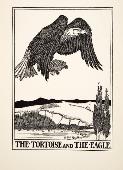 Die Schildkröte und der Adler, aus Hundert Fabeln von Äsop, veröffentlicht 1903 (Gravur) von Percy J. Billingshurst
