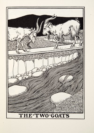 Die zwei Ziegen, aus Fontaine Fabeln, veröffentlicht 1905 von Percy J. Billingshurst
