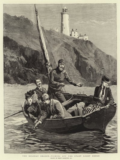 Die Ferienzeit, Angeln vor dem Start-Leuchtturm von Percy Macquoid