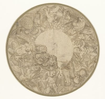 Entwurf für den Fuß einer runden Prunkschale von Perino del Vaga (attributed to)
