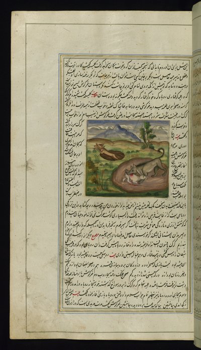 Ein Schakal frisst einen Hasen aus Lichter von Canopus, 1847 von Persian School