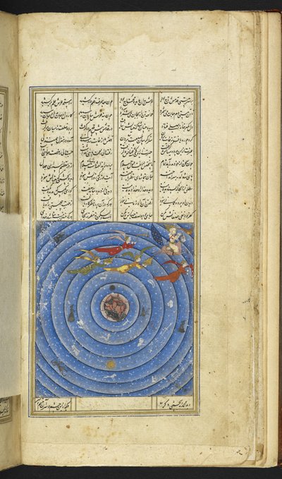 Der Prophet auf Burāq, geführt von Jibrā