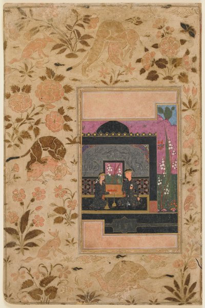 Bahram Gur und die Prinzessin im Schwarzen Pavillon von Persian School
