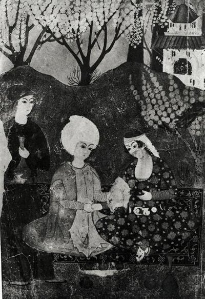 Mann und Frau im Garten von Persian School