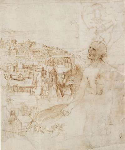Ansicht der Stadt Perugia mit dem reuigen St. Hieronymus im Vordergrund von Perugino