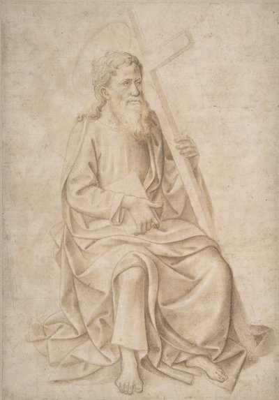 Heiliger Philipp sitzend, ein Buch und ein Kreuz haltend, 1422-57 von Pesello Peselli