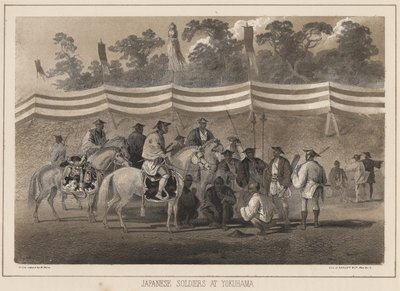 Japanische Soldaten in Yokohama, Lithographie von Sarony und Co., 1855 von Peter Bernhard Wilhelm Heine