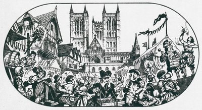 Ein Jahrmarkt vor der Kathedrale von Lincoln von Peter Jackson