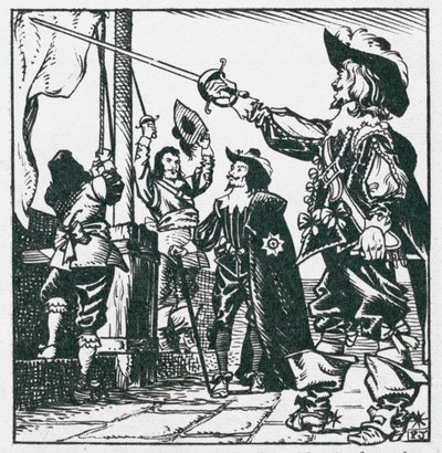 König Karl I. erhebt seine Standarte in Nottingham 1642, Beginn des Bürgerkriegs von Peter Jackson