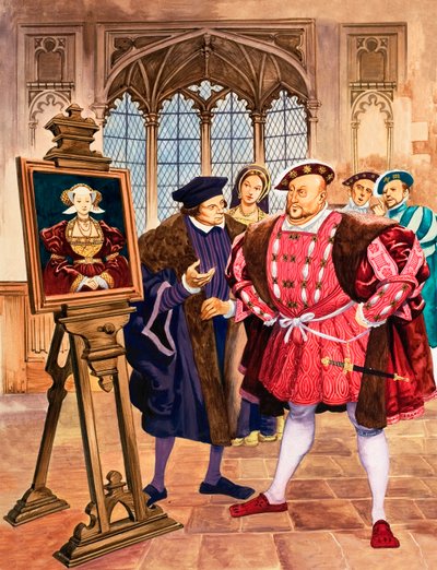 König Heinrich VIII. bewundert Holbeins Porträt von Anne von Kleve von Peter Jackson