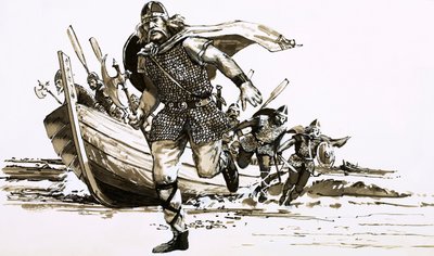 König Vortigern brachte zwei barbarische Häuptlinge - Hengest und Horsa - nach Britannien von Peter Jackson