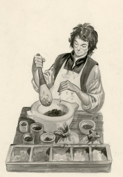 Michelangelo als Lehrling, Farben mischend von Peter Jackson