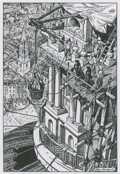 Sir Christopher Wren inspiziert den Fortschritt an der Kuppel von Peter Jackson