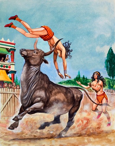 Der Stierkampf von König Minos. Minoische Stierspringer von Peter Jackson