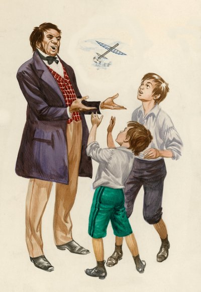 Die Gebrüder Wright als Jungen, beschenkt mit einem Spielzeugflugzeug von ihrem Vater von Peter Jackson