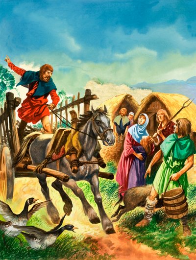 Dorfbewohner werden vor der Ankunft von Soldaten in den Tagen von König Stephan gewarnt von Peter Jackson