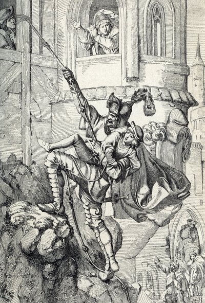 Prinzenraub: Entführung der Prinzen Ernst und Albrecht, Söhne von Friedrich II. von Sachsen, im Juli 1455 durch den Ritter Kunz von Kaufungen von Peter Johann Nepomuck Geiger