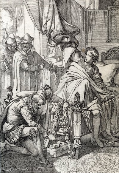 Die Verhaftung von Karl von Österreich (1545-1568) (Don Carlos) durch die Männer seines Vaters Philipp II. von Spanien im Jahr 1568 von Peter Johann Nepomuck Geiger