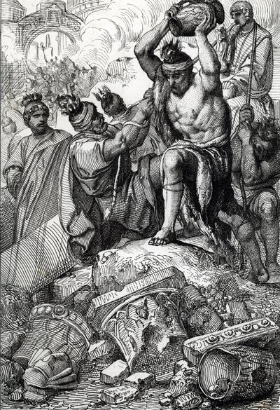 Die Plünderung Roms im Jahr 410 durch die Westgoten unter der Führung von Alarich von Peter Johann Nepomuck Geiger