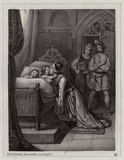 Margarete von Sizilien verlässt ihre Söhne von Peter Johann Nepomuk Geiger