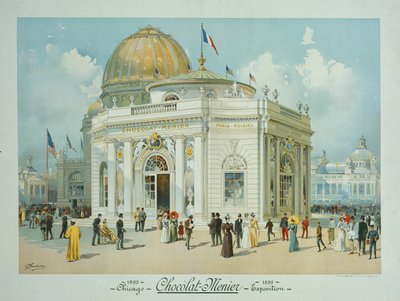 Chocolate-Menier-Pavillon, Weltausstellung in Chicago, Illinois, Perspektivansicht von Peter Joseph Weber