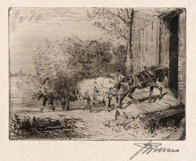 (Heuwagen ziehen) von Peter Moran