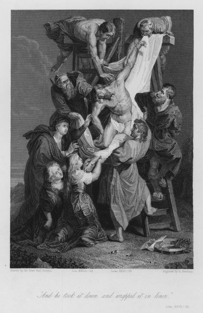 Die Kreuzabnahme, Lukas XXIII, 53 von Peter Paul (after) Rubens