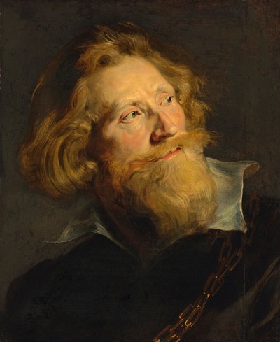 Barock: Porträt eines bärtigen Mannes mit weißem Kragen und Goldketten von Peter Paul Rubens