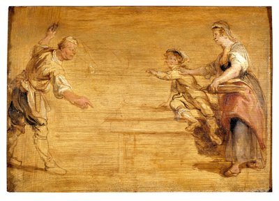Küchenmagd, Metzger und Junge um einen Tisch von Peter Paul Rubens