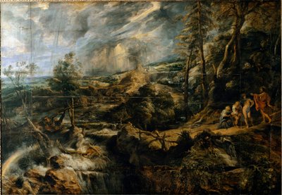 Landschaft mit Sturm und den alten Phrygiern Philemon und Baucis von Peter Paul Rubens
