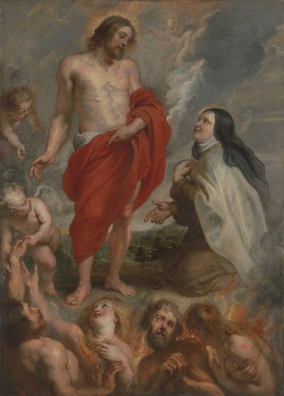 Heilige Teresa von Ávila bittet für Bernardino de Mendoza im Fegefeuer von Peter Paul Rubens