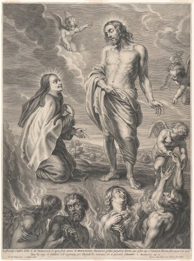 Die heilige Theresa von Ávila kniet vor Christus und bittet für die Seelen im Fegefeuer von Peter Paul Rubens