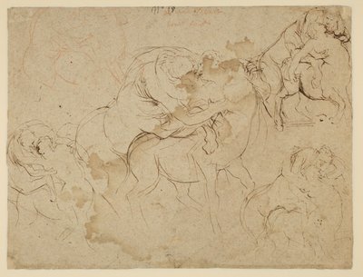 Studie männlicher Figuren und weiblicher Zentauren (Centaurides) (verso) von Peter Paul Rubens