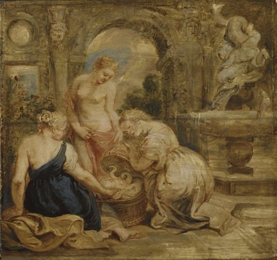 Die Töchter des Kekrops entdecken Erichtonius von Peter Paul Rubens