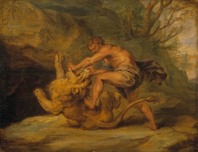 Samson und der Löwe, ca. 1640 von Peter Paul studio of Rubens