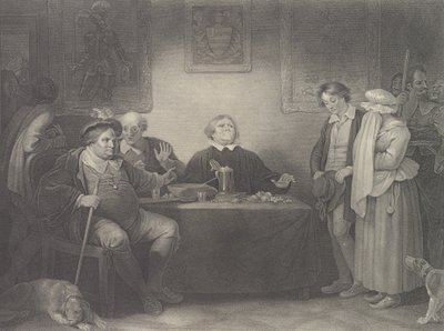 Die sieben Lebensalter, fünftes Alter: Der Richter Shakespeare, Wie du willst..., erstmals veröffentlicht 1801, neu aufgelegt 1852 von Peter Simon