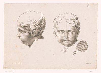 Zwei Kinderköpfe (Principes van het tekenen naar de natuur, deel vijf) von Petit (graveur)