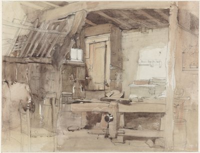 Ecke der Tischlerwerkstatt des Hauses Klingelbeek in Oosterbeek von Petrus Franciscus Greive