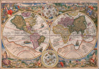 Doppel-Hemisphären-Weltkarte, 1594 von Petrus Plancius