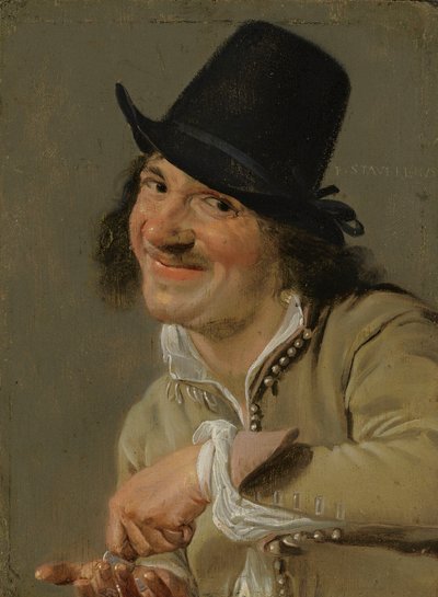Hören: Ein Mann zählt Münzen. Aus der Serie Personifikationen der fünf Sinne, ca. 1635-66 von Petrus Staverenus