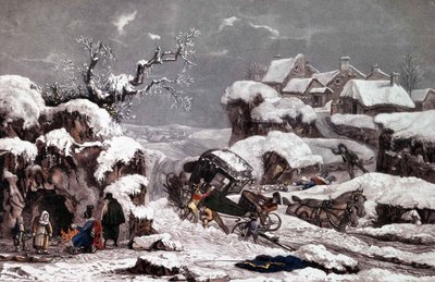Der umgestürzte Wagen. Drucke, die Philibert Louis Debucourt (1755 - 1832) zugeschrieben werden. Private Sammlung. von Philibert Louis Debucourt