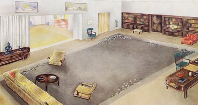 1930er Jahre Innenräume: Wohnzimmer und Arbeitszimmer von Philip Alexius de (after) Laszlo