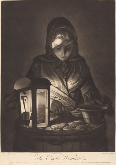 Die Austernfrau von Philip Dawe after Henry Robert Morland