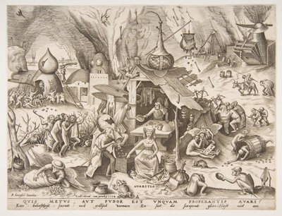 Geiz (Avaritia) aus der Serie Die sieben Todsünden, 1558 von Philip Galle
