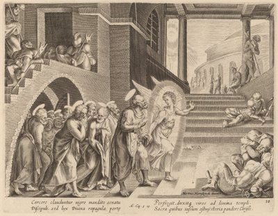 Die Apostel werden von einem Engel aus dem Gefängnis befreit von Philip Galle after Maerten van Heemskerck