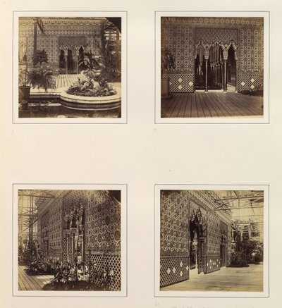 [Alhambra-Hof Fassade zum Kirchenschiff, Eingang zum Alhambra-Hof, Seitenansicht von ..., ca. 1859 von Philip Henry Delamotte.