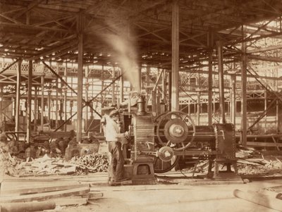 Dampfmaschine in der Nähe des Großen Querschiffs, Kristallpalast von Philip Henry Delamotte