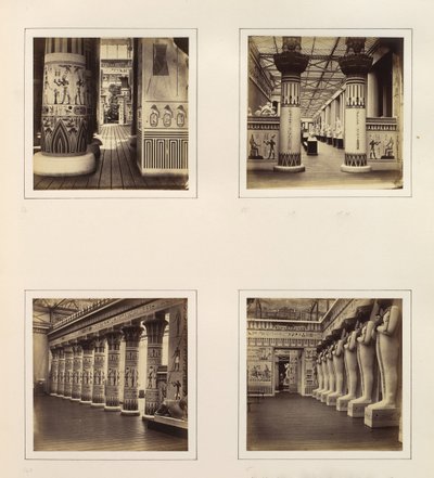Blick durch ägyptische Säulen in klassische Skulpturen, ca. 1859 von Philip Henry Delamotte.